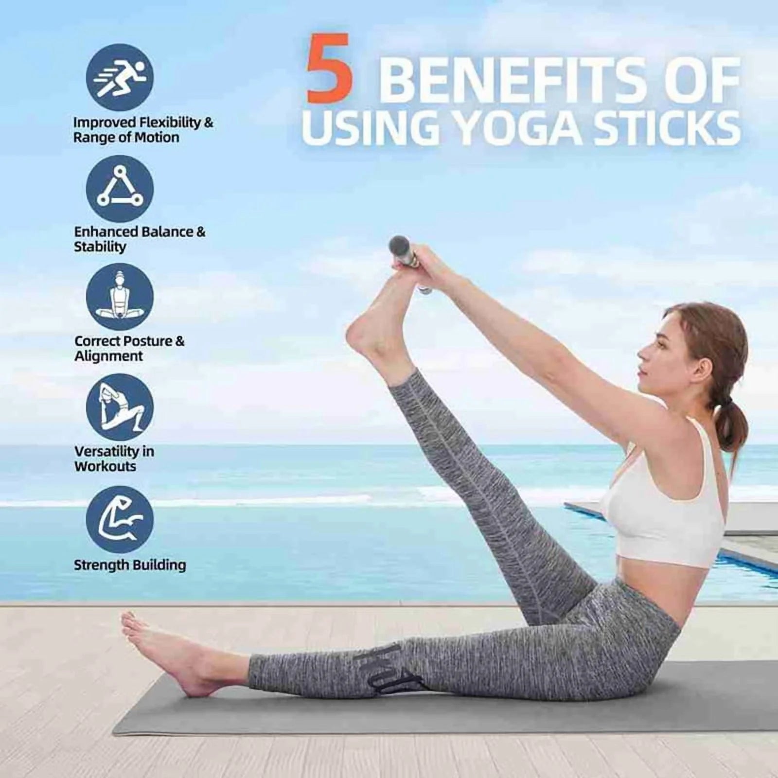 Adjustable Yoga Stretch Stick (5 ft)