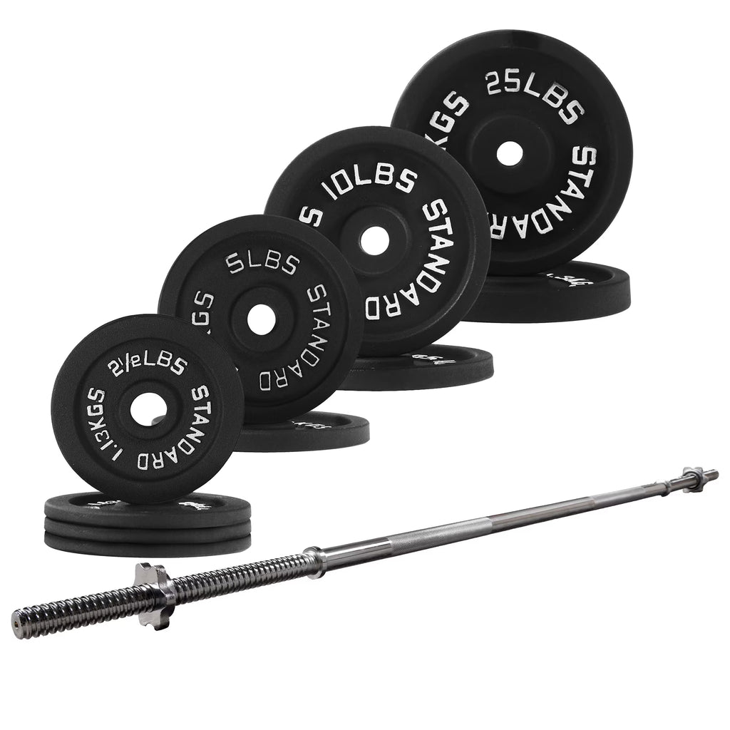 Cast Iron Barbell & Weight Set (90 lb)