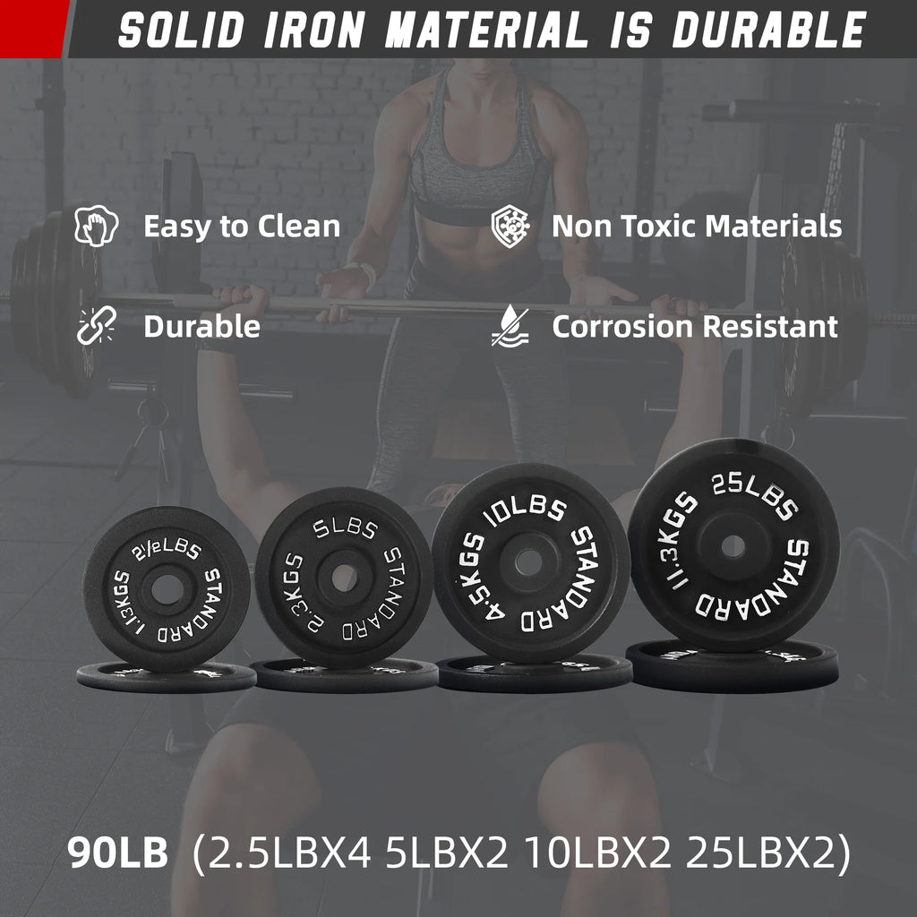 Cast Iron Barbell & Weight Set (90 lb)