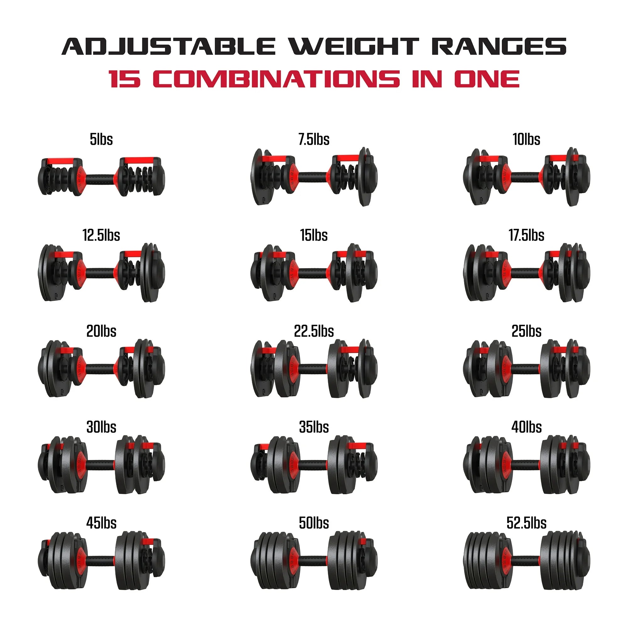 Adjustable Dumbbell Set (2-Pack, 52.5 lb Each)